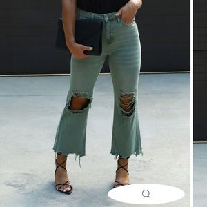 Vervet High Rise Distressed Flare Jeans